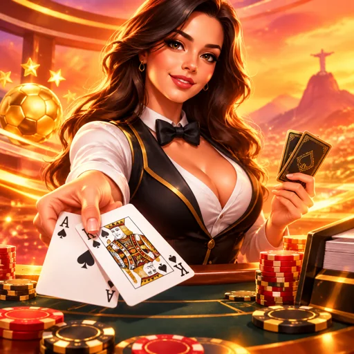 Mesa de blackjack ao vivo com cartas